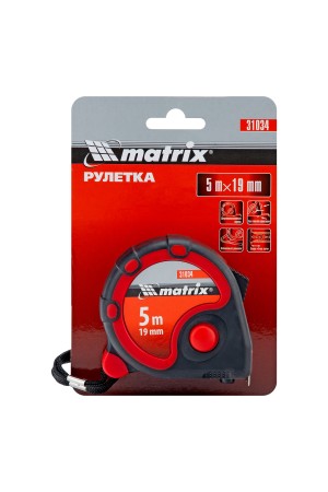 Рулетка Status 3 fixations,5 м х 19 мм,двухкомпонентный корпус,3 фиксации ленты Matrix