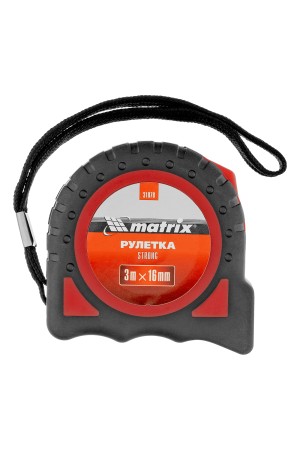 Рулетка Strong,3 м х 16 мм,обрезиненный корпус Matrix