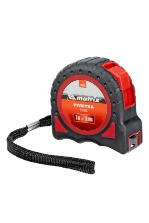 Рулетка Strong,3 м х 16 мм,обрезиненный корпус Matrix