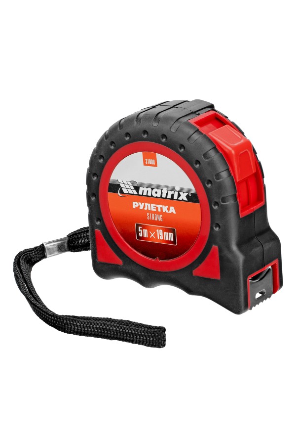 Рулетка Strong,5 м х 19 мм,обрезиненный корпус Matrix
