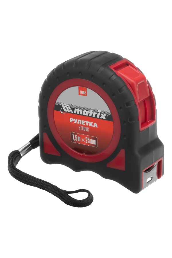 Рулетка Strong,7,5 м х 25 мм,обрезиненный корпус Matrix