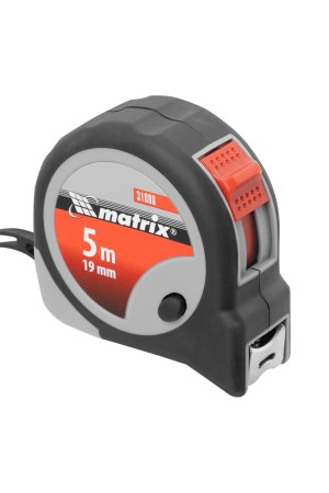 Рулетка Continuous fixation,5 м х 19 мм,двухкомпонентный корпус,плавная фиксация Matrix
