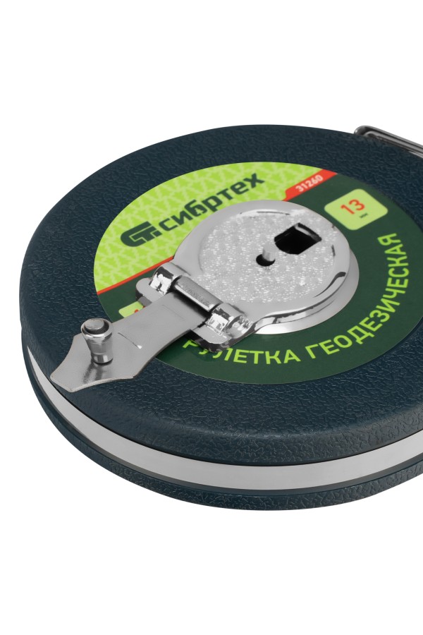Рулетка геодезическая 10 м х 13 мм, закрытый корпус, фибергласовая лента Сибртех