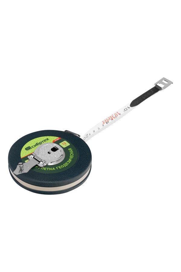 Рулетка геодезическая 10 м х 13 мм, закрытый корпус, фибергласовая лента Сибртех