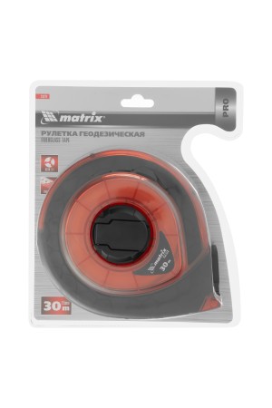 Рулетка геодезическая 30 м х 15 мм, закрытый корпус, фибергласовая лента, двусторонняя шкала, Pro Matrix
