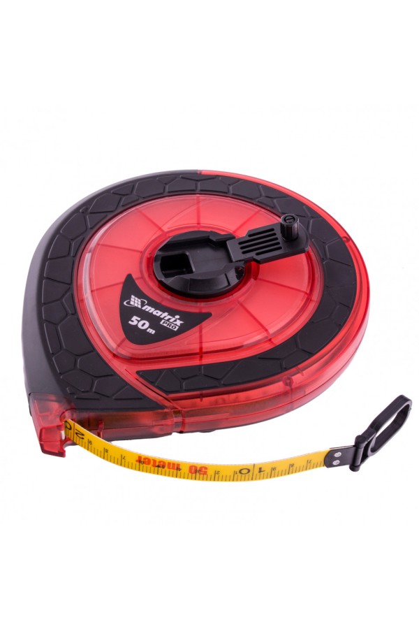 Рулетка геодезическая 50 м х 15 мм, закрытый корпус, фибергласовая лента, двусторонняя шкала, Pro Matrix