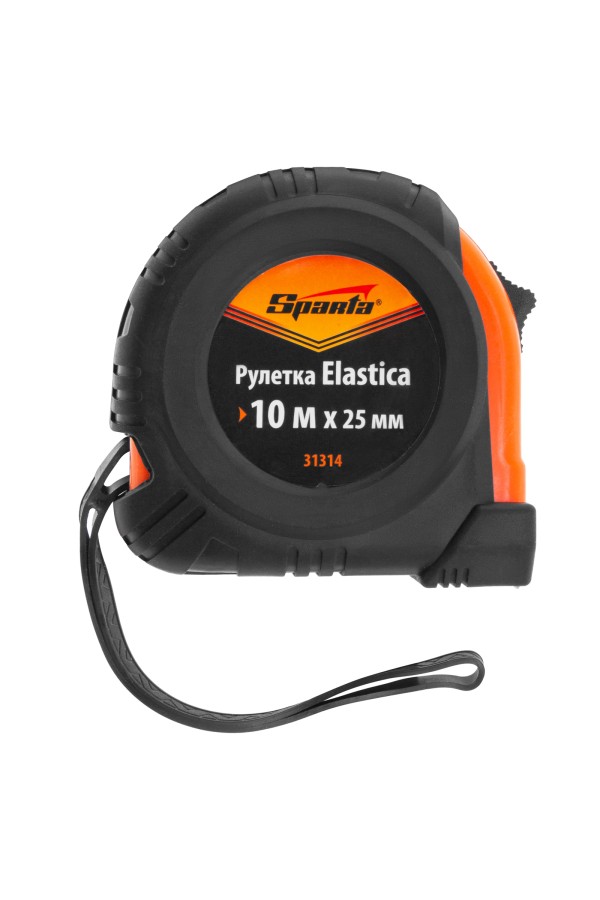 Рулетка Elastica,10 м х 25 мм,обрезиненный корпус Sparta