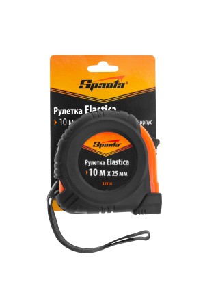Рулетка Elastica,10 м х 25 мм,обрезиненный корпус Sparta
