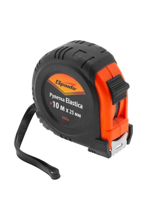 Рулетка Elastica,10 м х 25 мм,обрезиненный корпус Sparta