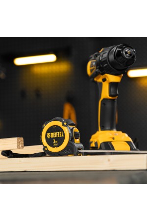 Рулетка 3м х 16мм, автоматич. фиксац., нейлон. покрытие, магнит. зацеп, двухстор. разметка// Denzel