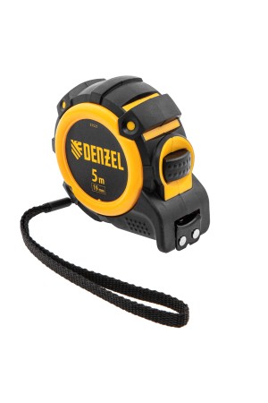 Рулетка 5м х 19мм, автоматич. фиксац., нейлон. покрытие, магнит. зацеп, двухстор. разметка// Denzel