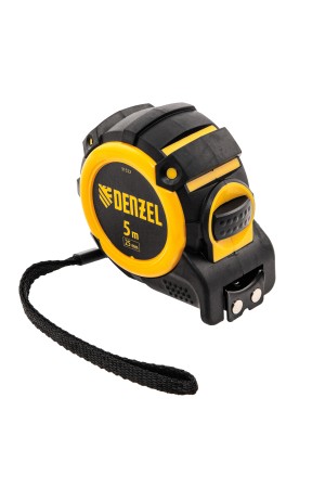 Рулетка 5м х 25мм, автоматич. фиксац., нейлон. покрытие, магнит. зацеп, двухстор. разметка// Denzel