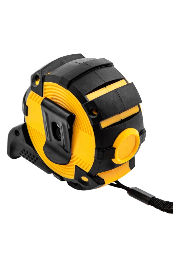 Рулетка 5м х 25мм, автоматич. фиксац., нейлон. покрытие, магнит. зацеп, двухстор. разметка Denzel