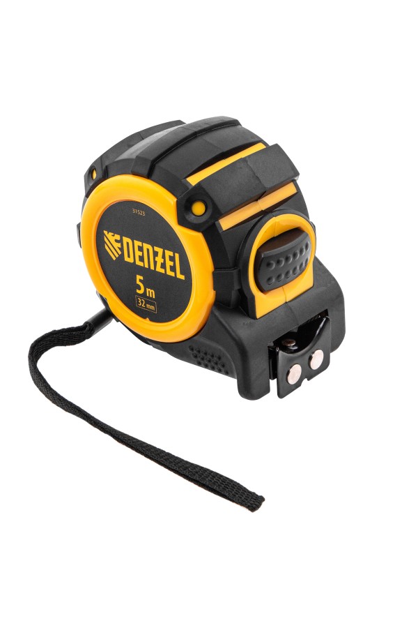Рулетка 5м х 32мм, автоматич. фиксац., нейлон. покрытие, магнит. зацеп, двухстор. разметка Denzel