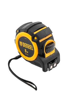 Рулетка 8м х 32мм, автоматич. фиксац., нейлон. покрытие, магнит. зацеп, двухстор. разметка// Denzel