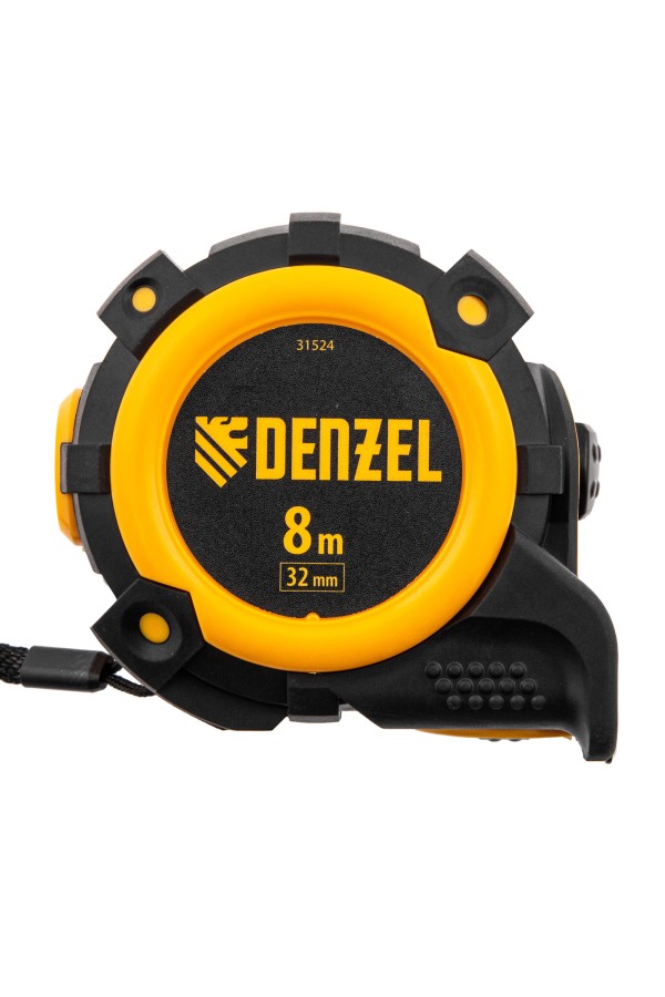 Рулетка 8м х 32мм, автоматич. фиксац., нейлон. покрытие, магнит. зацеп, двухстор. разметка Denzel