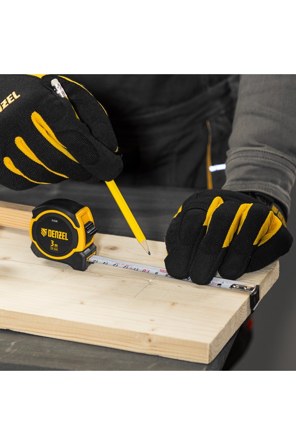 Рулетка 3м х 16мм, двухкомп. корпус, магнитный обрезиненный зацеп Denzel