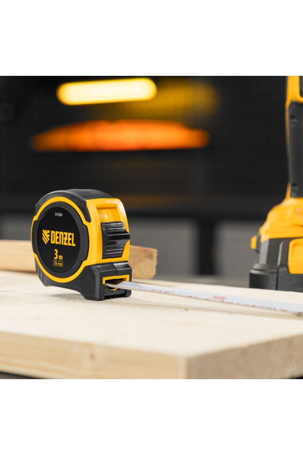 Рулетка 3м х 16мм, двухкомп. корпус, магнитный обрезиненный зацеп Denzel