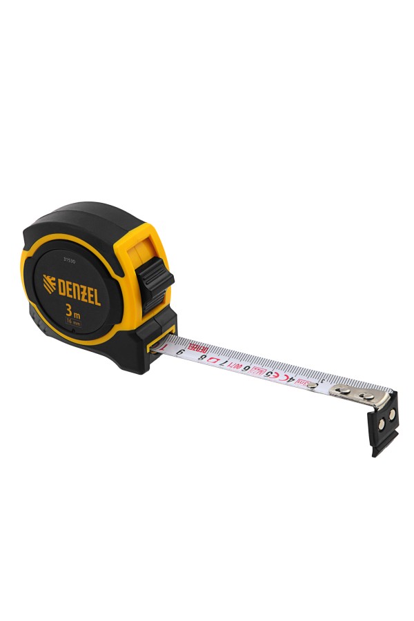 Рулетка 3м х 16мм, двухкомп. корпус, магнитный обрезиненный зацеп Denzel