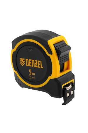 Рулетка 5м х 19мм, двухкомп. корпус, магнитный обрезиненный зацеп// Denzel