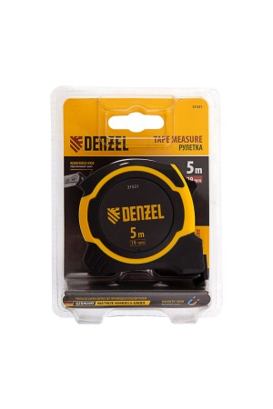 Рулетка 5м х 19мм, двухкомп. корпус, магнитный обрезиненный зацеп// Denzel