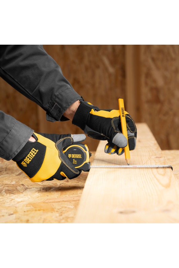 Рулетка 5м х 19мм, двухкомп. корпус, магнитный обрезиненный зацеп Denzel