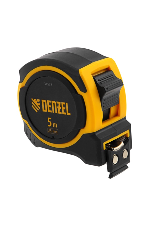Рулетка 5м х 25мм, двухкомп. корпус, магнитный обрезиненный зацеп Denzel