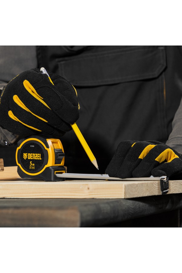 Рулетка 5м х 25мм, двухкомп. корпус, магнитный обрезиненный зацеп Denzel