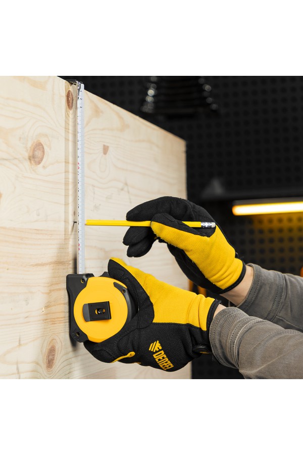 Рулетка 8м х 25мм, двухкомп. корпус, магнитный обрезиненный зацеп Denzel