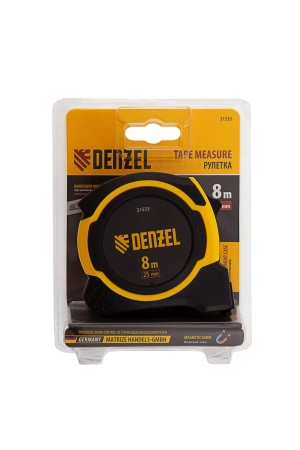 Рулетка 8м х 25мм, двухкомп. корпус, магнитный обрезиненный зацеп// Denzel