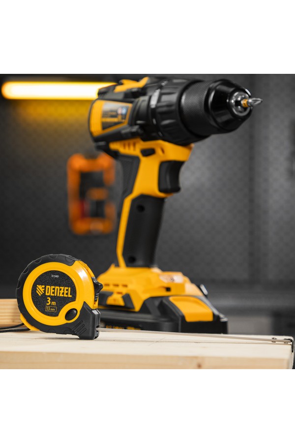 Рулетка 3м х 13мм, двухкомп. корпус, кнопка-пауза Denzel