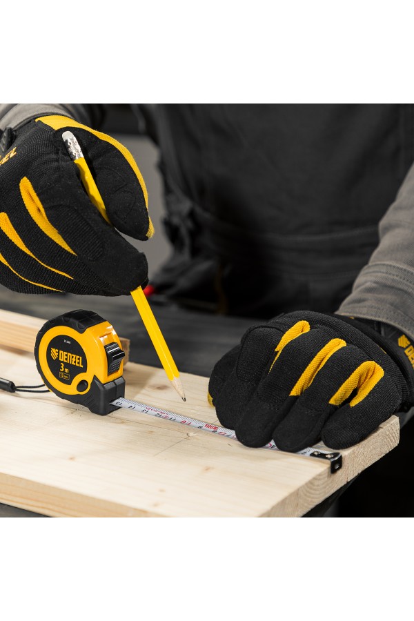 Рулетка 3м х 13мм, двухкомп. корпус, кнопка-пауза Denzel