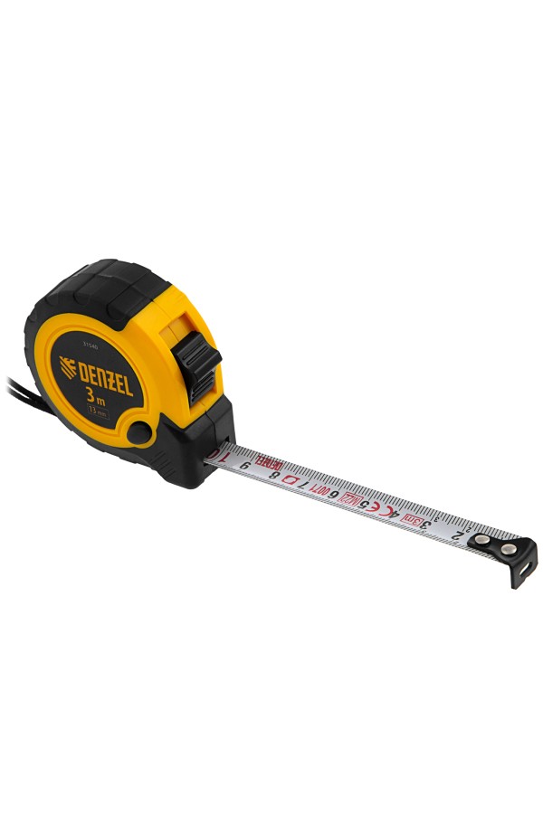 Рулетка 3м х 13мм, двухкомп. корпус, кнопка-пауза Denzel