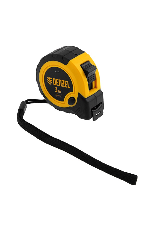Рулетка 3м х 16мм, двухкомп. корпус, кнопка-пауза Denzel