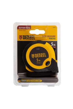 Рулетка 5м х 19мм, двухкомп. корпус, кнопка-пауза// Denzel