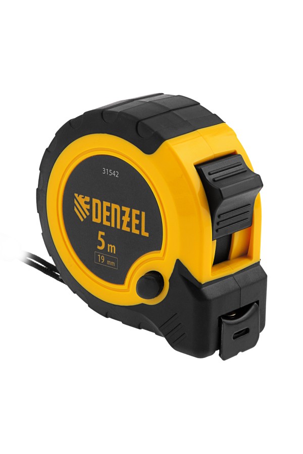 Рулетка 5м х 19мм, двухкомп. корпус, кнопка-пауза Denzel