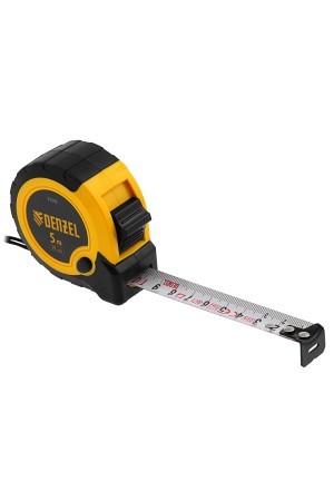 Рулетка 5м х 19мм, двухкомп. корпус, кнопка-пауза// Denzel