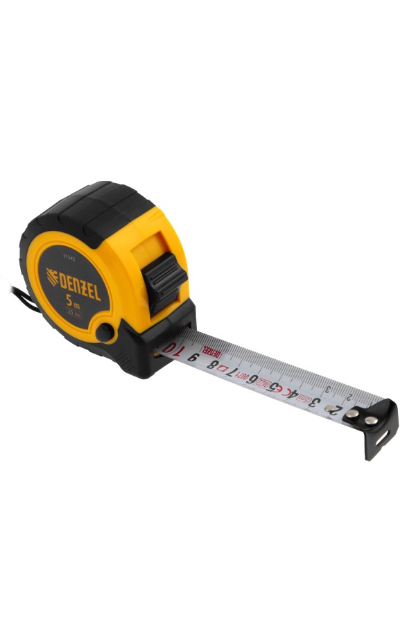 Рулетка 5м х 25мм, двухкомп. корпус, кнопка-пауза Denzel