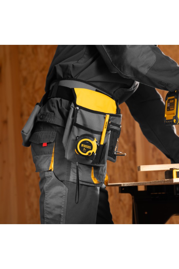 Рулетка 8м х 25мм, двухкомп. корпус, кнопка-пауза Denzel