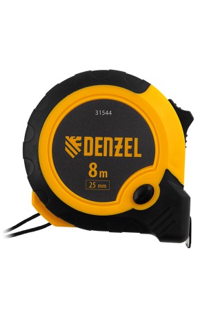 Рулетка 8м х 25мм, двухкомп. корпус, кнопка-пауза// Denzel
