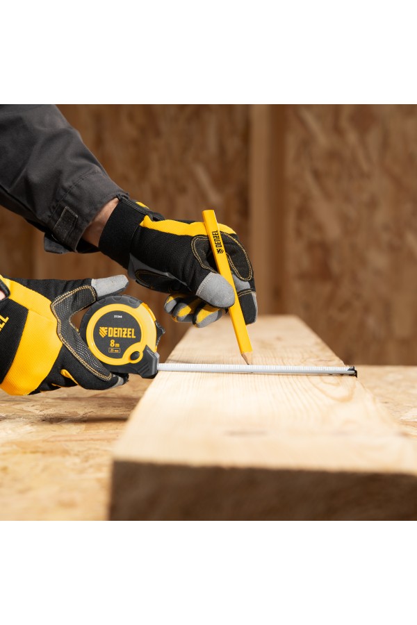 Рулетка 8м х 25мм, двухкомп. корпус, кнопка-пауза Denzel