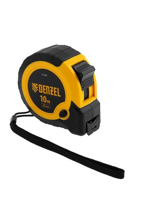 Рулетка 10м х 25мм, двухкомп. корпус, кнопка-пауза// Denzel