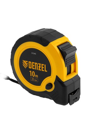 Рулетка 10м х 25мм, двухкомп. корпус, кнопка-пауза// Denzel