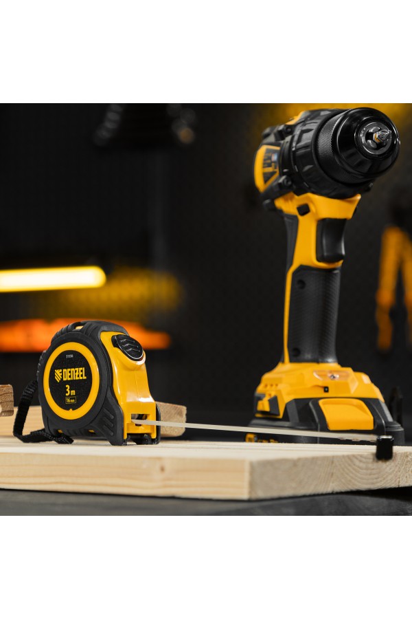 Рулетка 3м х 16мм, обрезиненный корпус, автоматическая фиксация Denzel