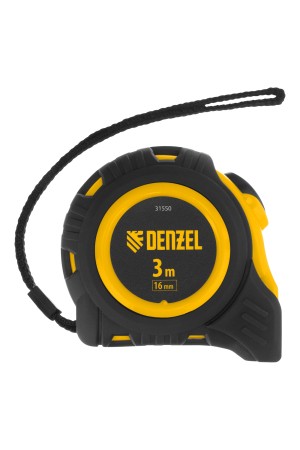 Рулетка 3м х 16мм, обрезиненный корпус, автоматическая фиксация Denzel