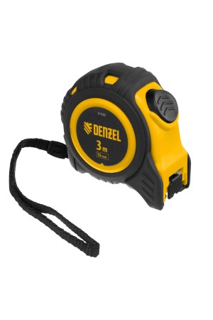 Рулетка 3м х 16мм, обрезиненный корпус, автоматическая фиксация Denzel