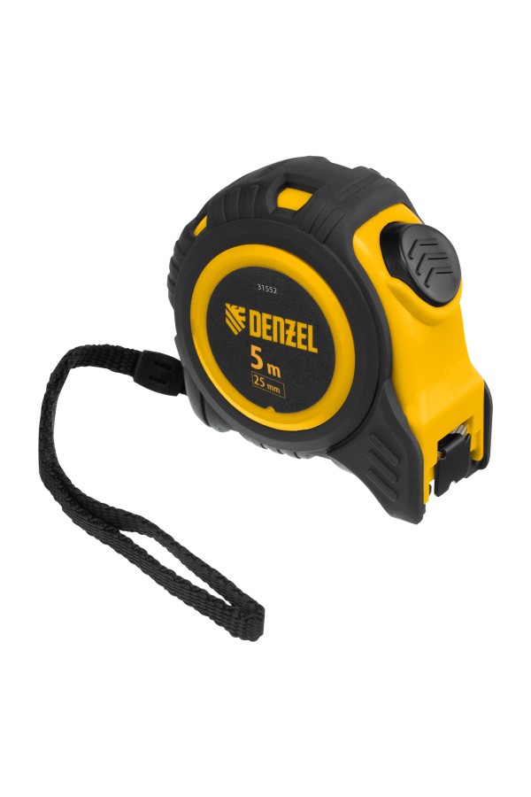 Рулетка 5м х 25мм, обрезиненный корпус, автоматическая фиксация Denzel