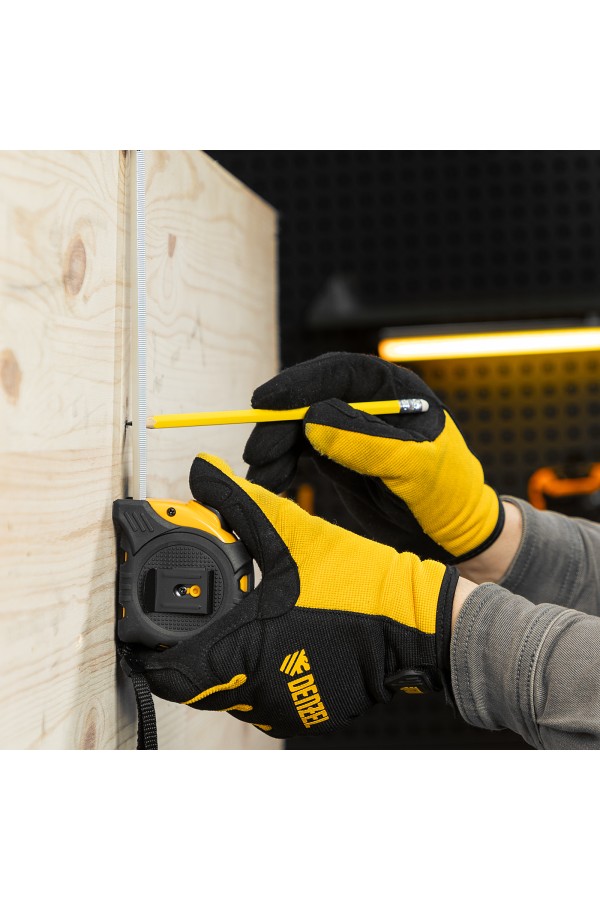 Рулетка 5м х 25мм, обрезиненный корпус, автоматическая фиксация Denzel