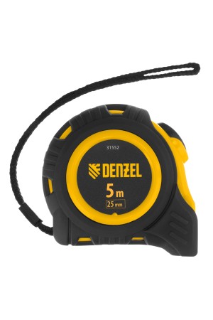 Рулетка 5м х 25мм, обрезиненный корпус, автоматическая фиксация Denzel