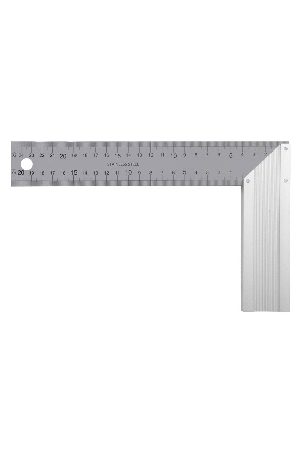 Угольник стальной 250 мм, нержавеющая сталь, градуировка, алюминиевое основание Denzel